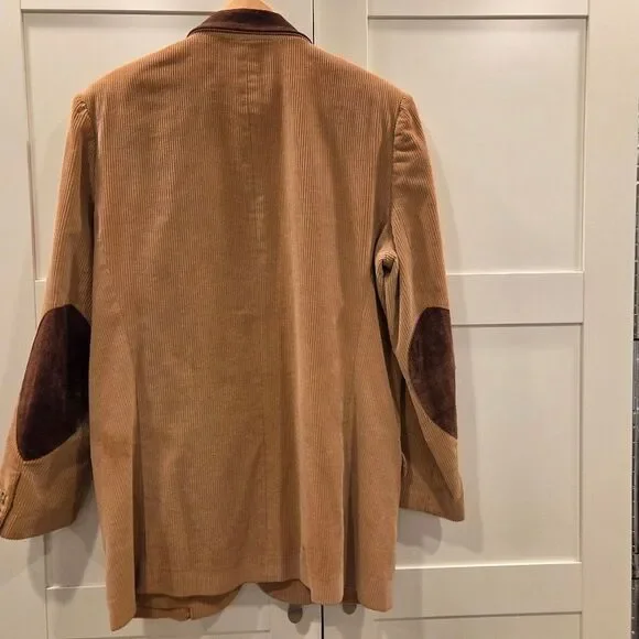 Vintage Clifford & Wills Corduroy Women's Camel Blazer Suede Collar Elbow Patch - Picture 2 of 9